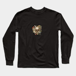 Retro skull and flowers Long Sleeve T-Shirt